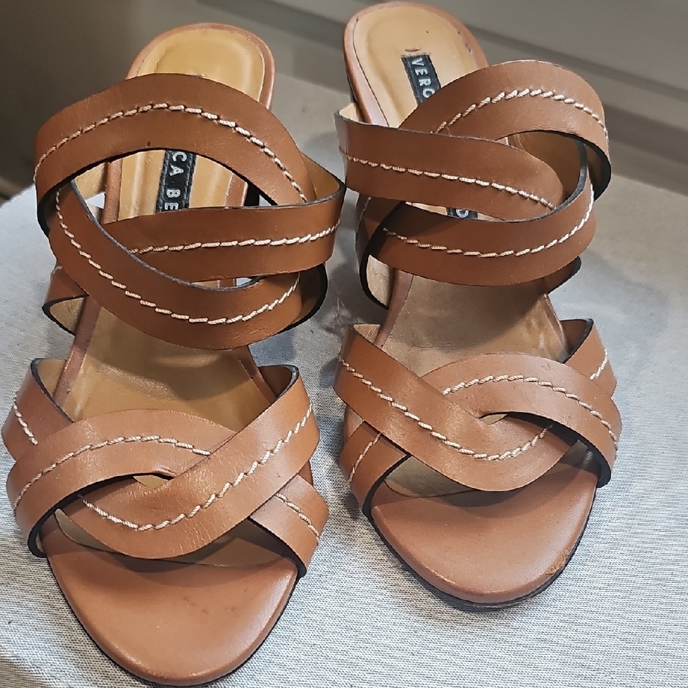 Veronica Beard Brown Leather Strappy Heeled Sandals